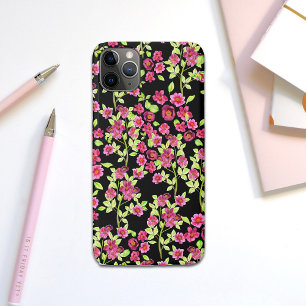 Funda Para iPhone 11 Pro Max Flores de jardín cúrcutas verde rosado sobre fondo