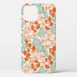 Funda Para iPhone 12 Flores de jardín: rosa, naranja sin costuras