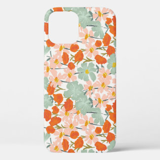 Funda Para iPhone 12 Flores de jardín: rosa, naranja sin costuras