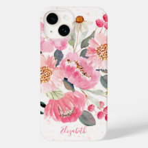 Flores de jardín rosado acuarela