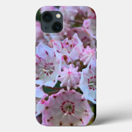 Funda Para iPhone 13 Flores de laurel de montaña rosa y blanca