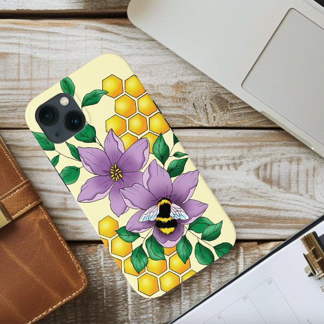 Funda De Case-Mate Para iPhone Flores de lavanda Bumblebee Amarillo (Subido por el creador)