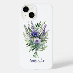 Funda Para iPhone 14 De Case-Mate Flores de lavanda moradas personalizadas eucalipto