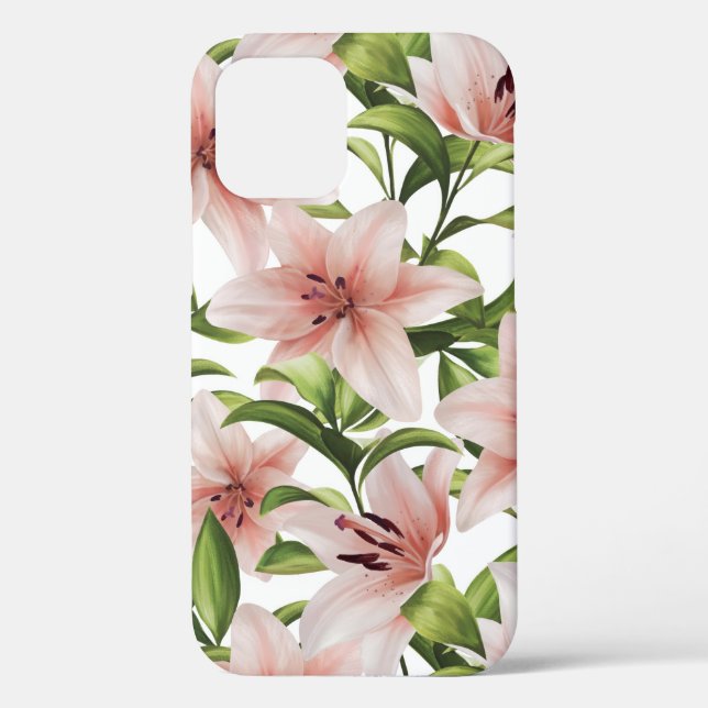 Funda De Case-Mate Para iPhone Flores de Lily. Patrón floral (Reverso )