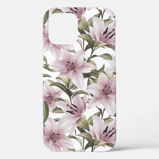 Funda De Case-Mate Para iPhone Flores de Lily. Patrón floral (Reverso )