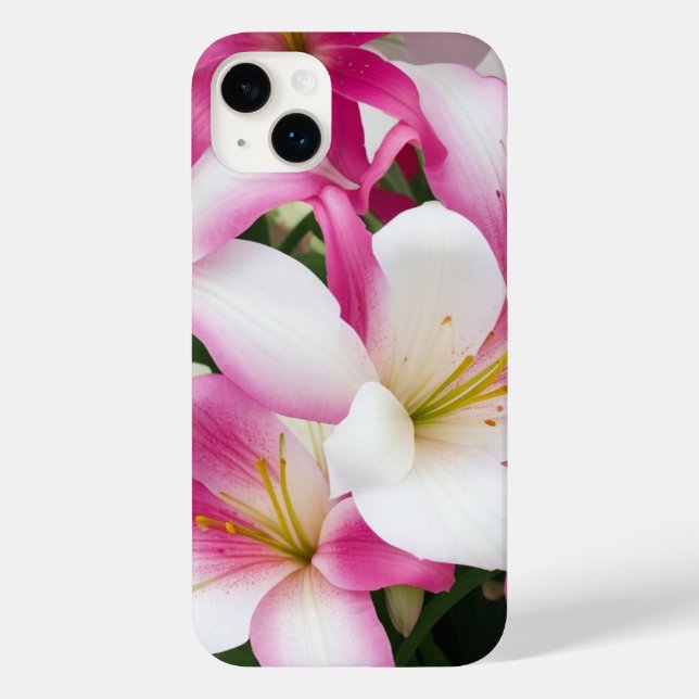 Funda De Case-Mate Para iPhone flores de lirio blanco y rosa (Reverso )
