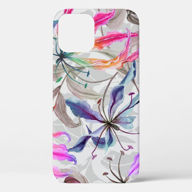 Funda De Case-Mate Para iPhone Flores de lirio gloriosa: acuarela elegante (Reverso )