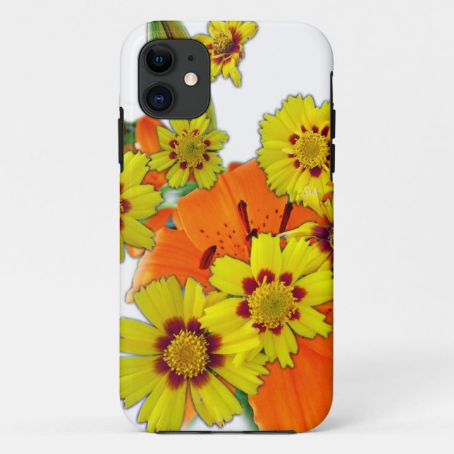 Funda De Case-Mate Para iPhone Flores de lirio naranja y margarita (Reverso)