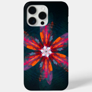 Funda Para iPhone 15 Pro Max Flores de Mandala Floral Naranja Rojo Azul Abstrac
