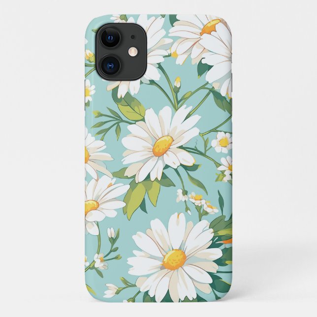 Funda De Case-Mate Para iPhone Flores de margarita blancas estampadas (Reverso)