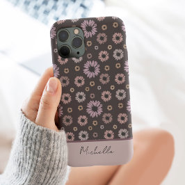 Funda Para iPhone 11 Pro Max Flores de margarita retro personalizadas con nombr