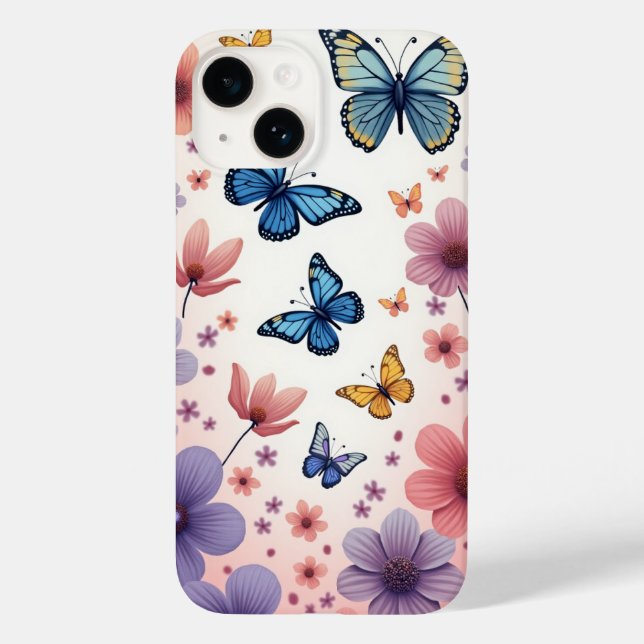 Funda De Case-Mate Para iPhone Flores de Mariposa (Reverso )