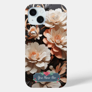 Funda Para iPhone 15 Flores de melocotón abstractas modernas sobre fond