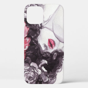 Funda Para iPhone 12 Flores De Mujer, Fondo De Color De Moda.