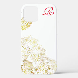 Funda Para iPhone 12 Flores de oro modernas y un Funda-teléfono portáti