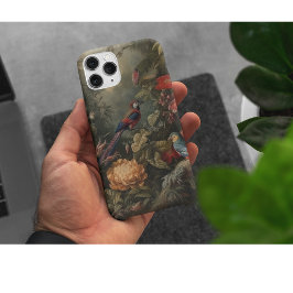 Funda Para iPhone 11 Flores de pájaros botánicos vintage en el paraíso