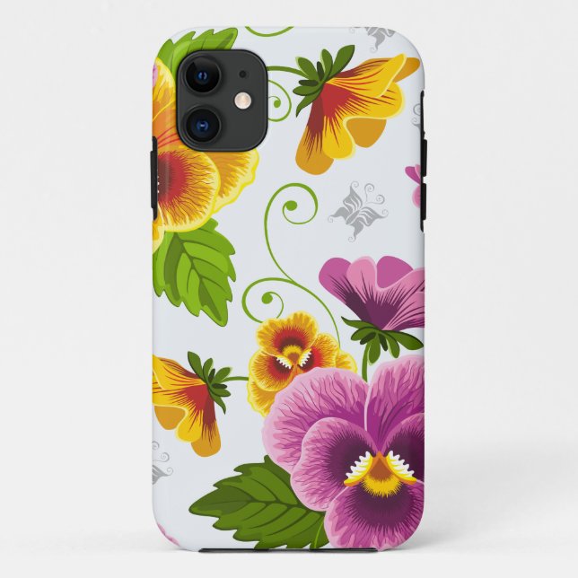 Funda De Case-Mate Para iPhone Flores de pansy vívidas (Reverso)