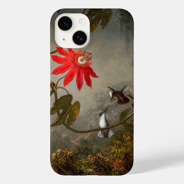 Funda De Case-Mate Para iPhone Flores de pasión con cabeza de Hummingbirds (Reverso )