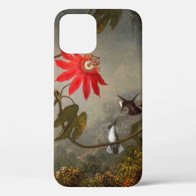 Funda De Case-Mate Para iPhone Flores de pasión con cabeza de Hummingbirds (Reverso )