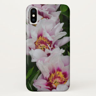 Funda Para iPhone X Flores de peones rosas y blancas