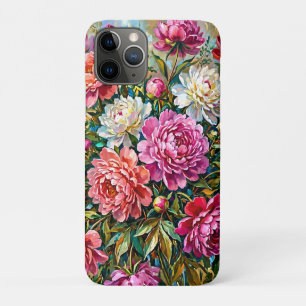 Funda Para iPhone 11 Pro Flores de peonía pintadas con colores elegantes