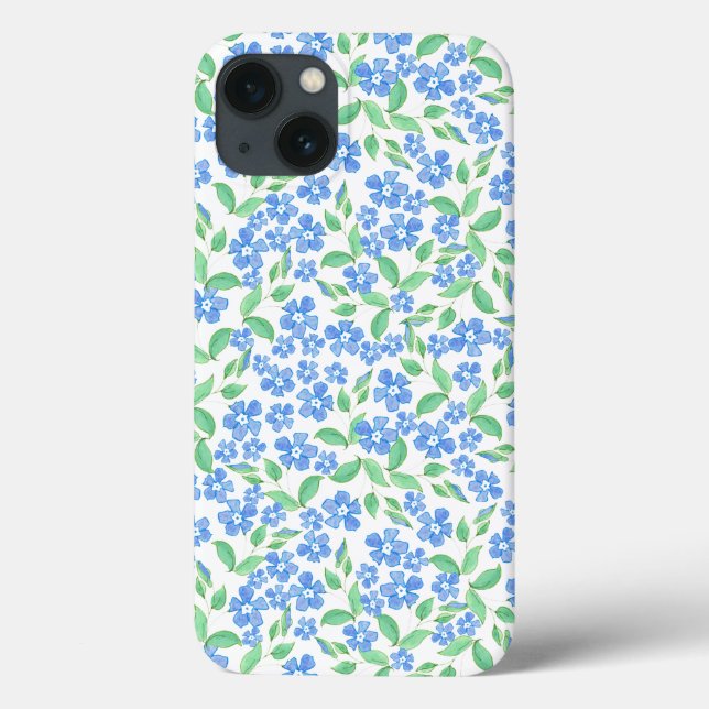 Funda De Case-Mate Para iPhone Flores de perinela blanca verde azul bonito (Reverso)