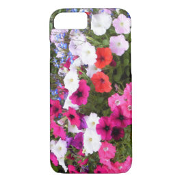 Funda Para iPhone 8/7 Flores de petunia rosadas y moradas blancas