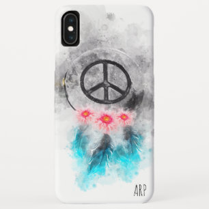 Funda Para iPhone XS Max *~* Flores de plumas de color de agua gris