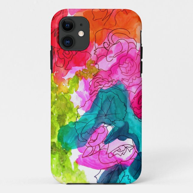 Funda De Case-Mate Para iPhone Flores de primavera acuarela arte abstracto (Reverso)