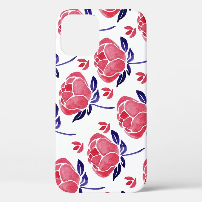 Funda De Case-Mate Para iPhone Flores de primavera, acuarela sin costuras. (Reverso )