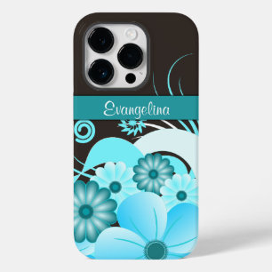 Funda Para iPhone 14 Pro De Case-Mate Flores de primavera Aqua Blue Hibiscus Floral