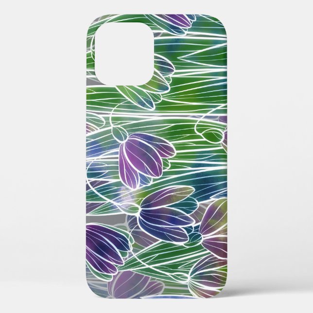 Funda De Case-Mate Para iPhone Flores de primavera, hierbas, acuarela sin costura (Reverso )