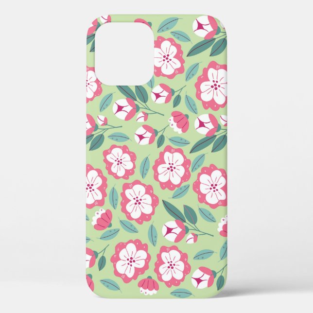 Funda De Case-Mate Para iPhone Flores de primavera, hierbas, pancarta verde claro (Reverso )