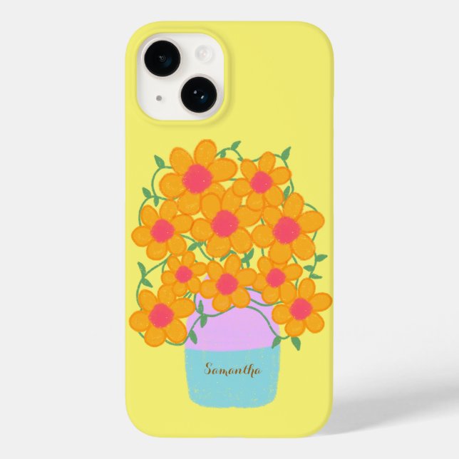 Funda De Case-Mate Para iPhone Flores De Primavera naranja Y Rosa (Reverso )