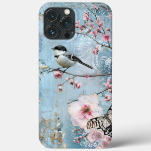 Funda Para iPhone 13 Pro Max Flores de primavera rosada Desnudan Shabby Ave Chi