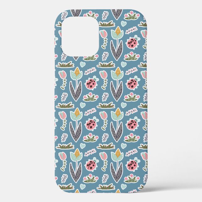 Funda De Case-Mate Para iPhone Flores de primavera y patrón de parásitos (Reverso )
