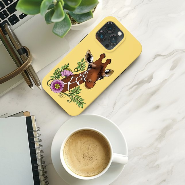 Funda De Case-Mate Para iPhone Flores de retrato amarillo de jirafa (Subido por el creador)