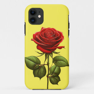 FUNDA PARA iPhone 11 FLORES DE ROSA ROSA ROJA ELEGANTE