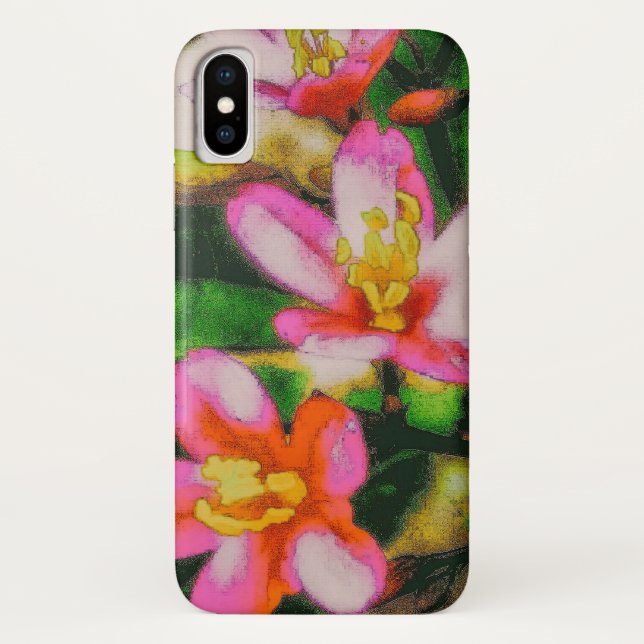 Funda De Case-Mate Para iPhone Flores de salpicaduras rosas (Reverso)