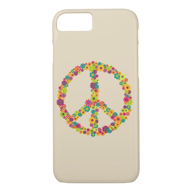 Funda De Case-Mate Para iPhone Flores de signo de paz hippie (Reverso)