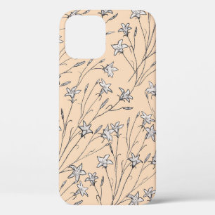 Funda Para iPhone 12 flores de timbre de patrón inmaculado arte en tono