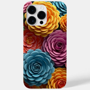 Funda Para iPhone 14 Pro Max De Case-Mate FLORES DE TIPO 3-D DE ROSA BLANCA AZUL naranja