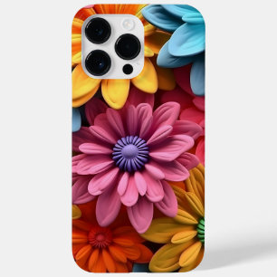Funda Para iPhone 14 Pro Max De Case-Mate FLORES DE TIPO 3-D DE ROSA BLANCA AZUL naranja