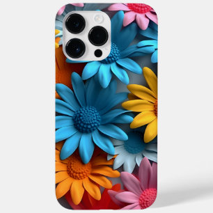 Funda Para iPhone 14 Pro Max De Case-Mate FLORES DE TIPO 3-D DE ROSA BLANCA AZUL naranja