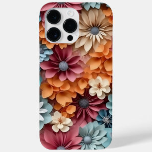 Funda Para iPhone 14 Pro Max De Case-Mate FLORES DE TIPO 3-D DE ROSA BLANCA AZUL naranja