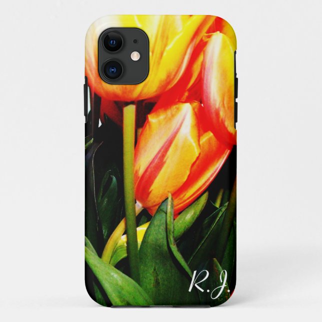 Funda De Case-Mate Para iPhone flores de tulipán dorado. (Reverso)