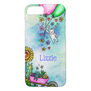 Funda Para iPhone 8/7 Flores de verano y conejito caprichoso con globos