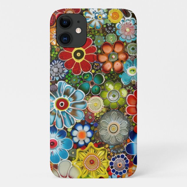 Funda De Case-Mate Para iPhone Flores de vidrio de Millefiori italianas (Reverso)