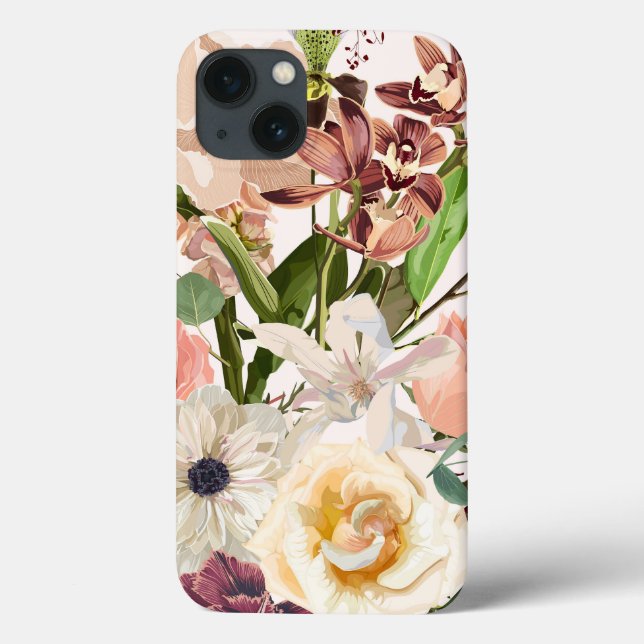 Funda De Case-Mate Para iPhone Flores detalladas dibujadas a mano. (Reverso)