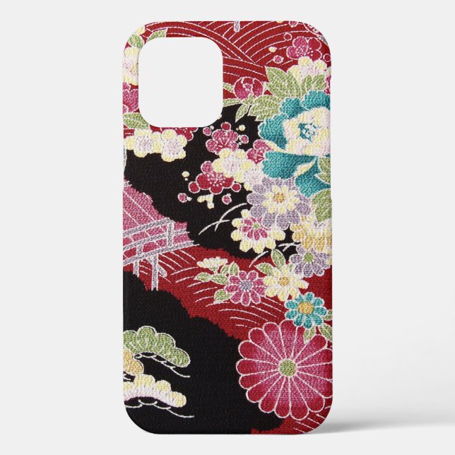 Funda De Case-Mate Para iPhone Flores, diseño japonés (Reverso )